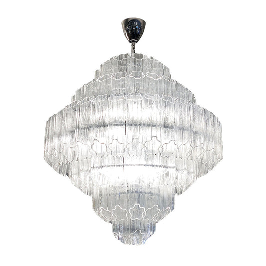 Bespoke Italian Art Deco Design Crystal Murano Glass Nickel Modern Chandelier