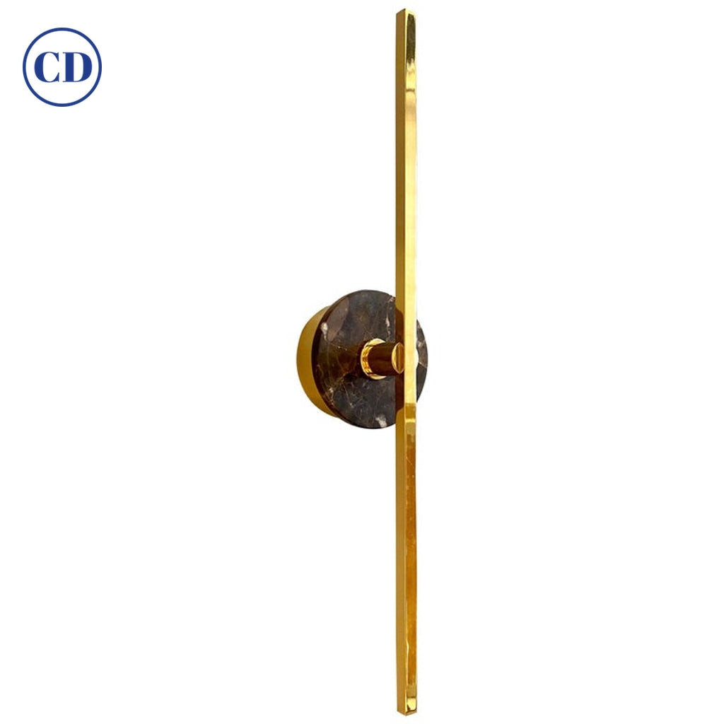 Bespoke Italian Minimalist Brown Marble Satin Brass Vertical / Horizontal Sconce