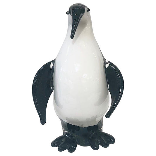 Italian Black & White Blown Solid Murano Glass Modern Penguin Sculpture