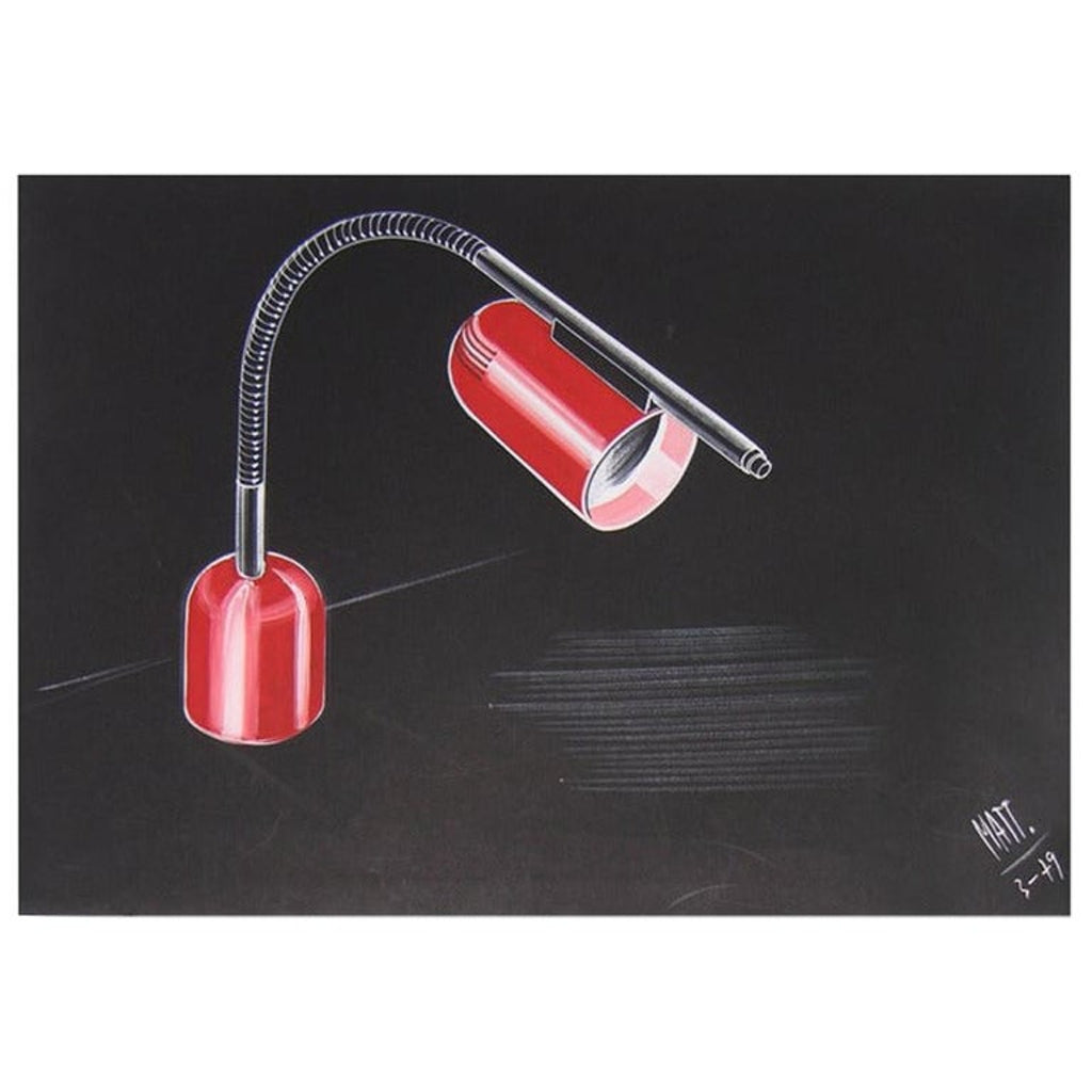 1979 Italian Design Drawing for a Desk Light Project by Luciano Mattioli