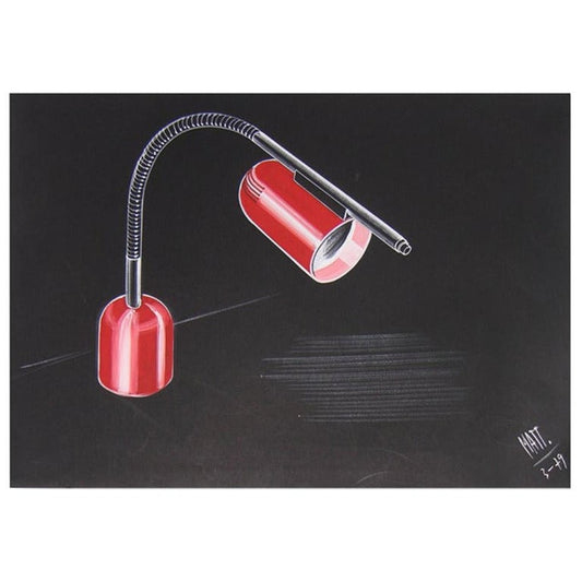 1979 Italian Design Drawing for a Desk Light Project by Luciano Mattioli