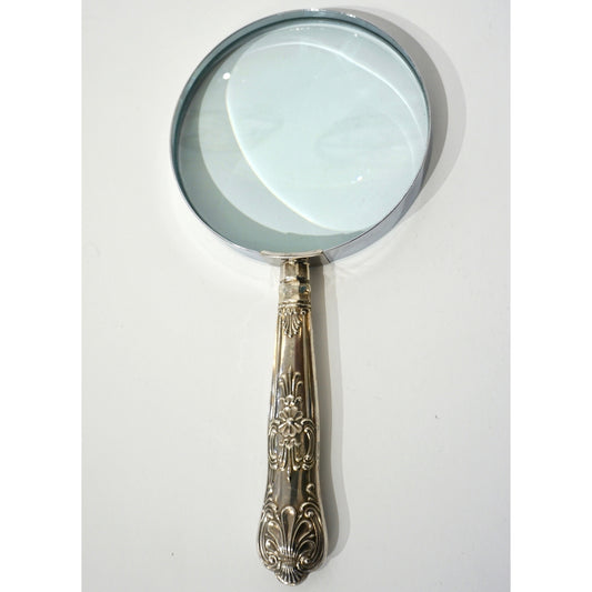 English Art Nouveau Sheffield Sterling Silver Mounted Large Magnifying Glass