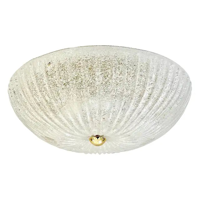 Italian Vistosi Reeded Frosted Crystal Clear Murano Glass Flushmount / Sconce