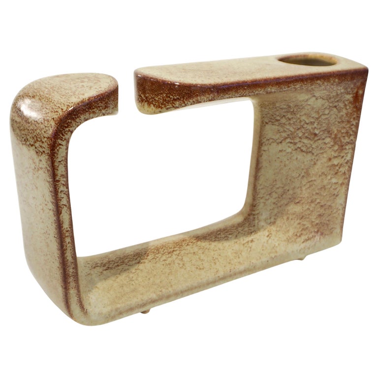 1960 Bertoncello Italian Vintage Ceramic Abstract Sculpture Beige