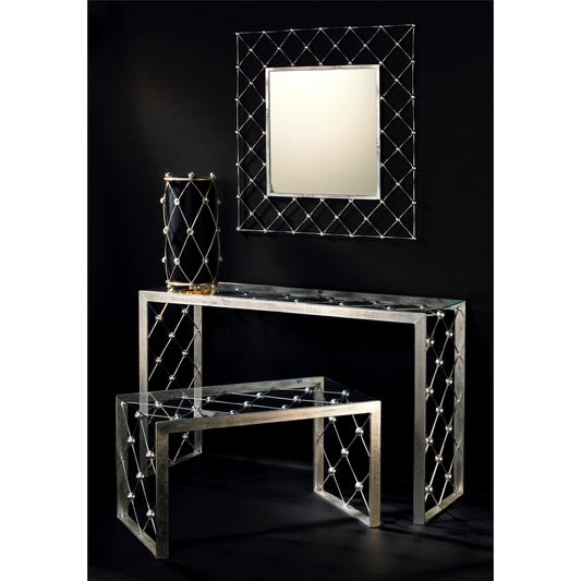 Italian Modern Industrial Design Criss Cross Fretwork Iron Console / Hall Table