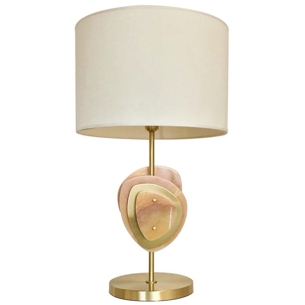 Bespoke Italian Organic Modern Amber Onyx Satin Brass Satellite Table Lamp