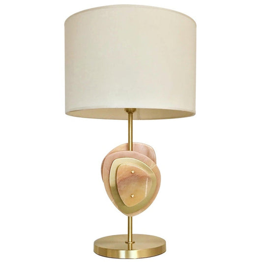 Bespoke Italian Organic Modern Amber Onyx Satin Brass Satellite Table Lamp