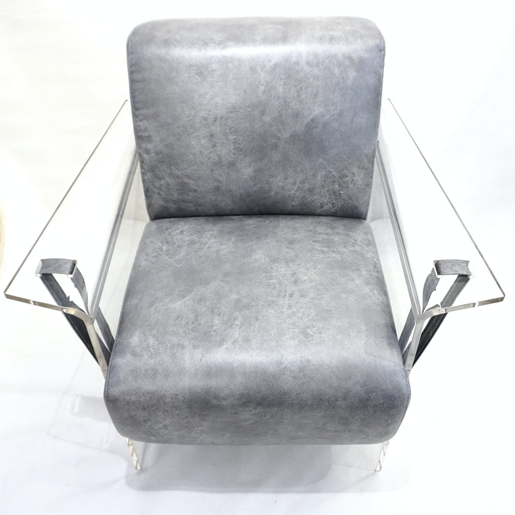 Bespoke Modernist Lucite Acrylic Lounge Armchair in Motley Gray