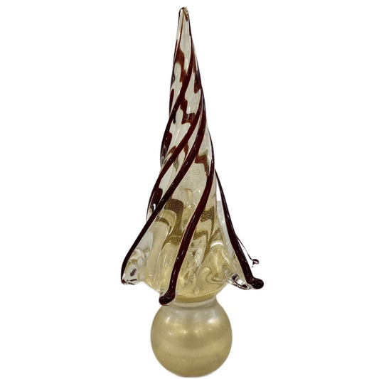 Formia Italian Vintage Wine Red Gold Murano Glass Christmas Tree Sculpture