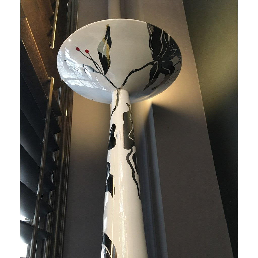 Italian Modern White and Silver Floor Lamp by Ceramica Gatti with Red Accents - Cosulich Interiors & Antiques