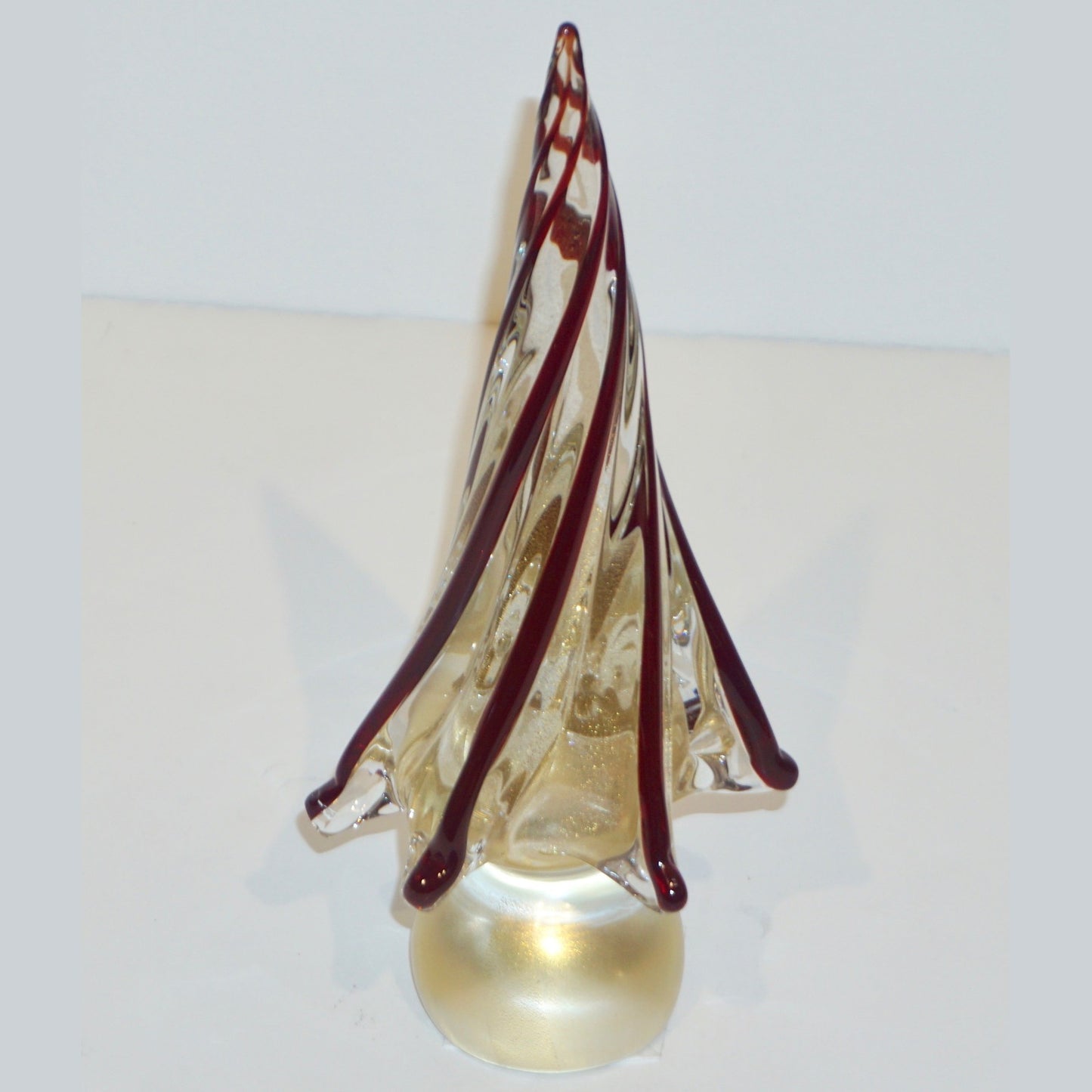 Formia Italian Vintage Wine Red Gold Murano Glass Christmas Tree Sculpture