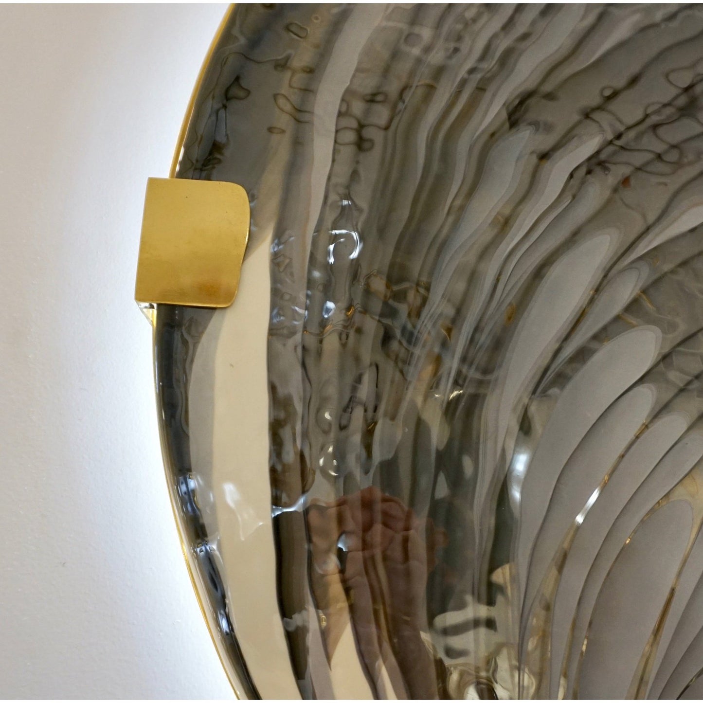 Art Deco Style Monumental Italian Black Gray White Murano Glass Flush/Wall Light