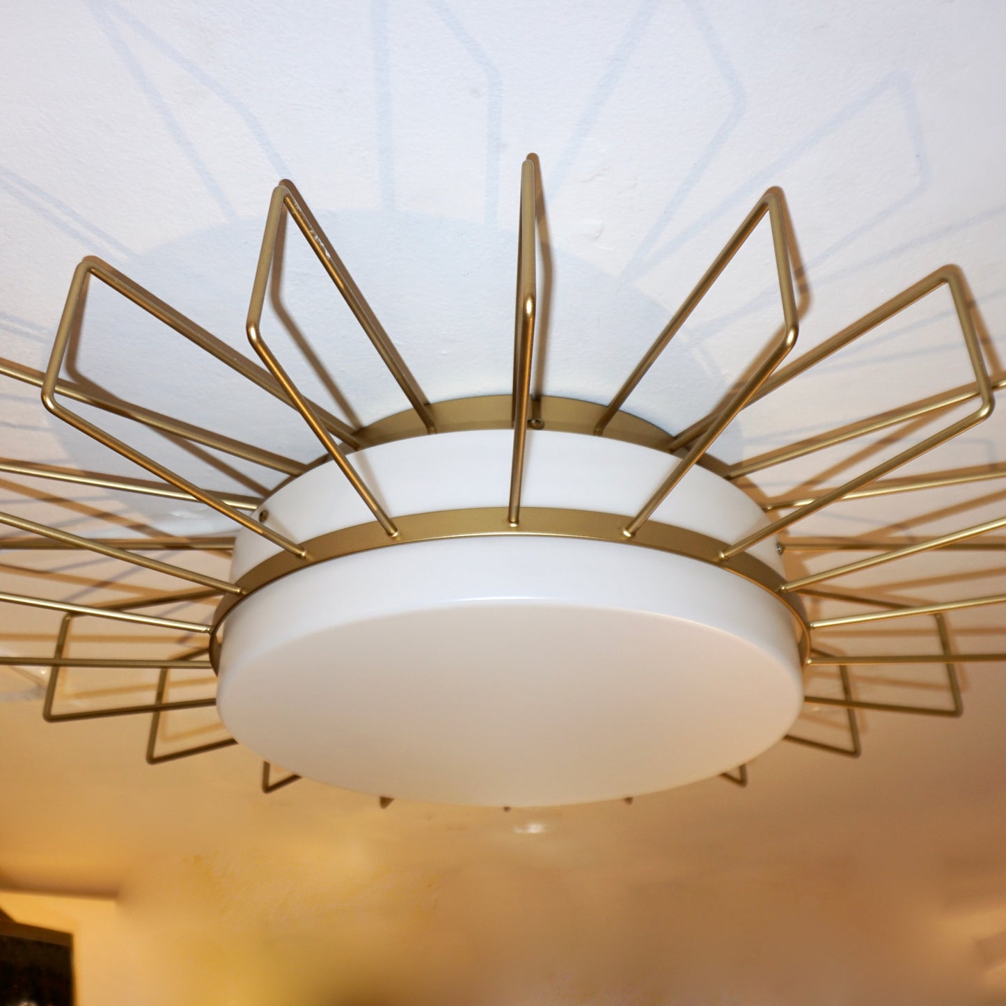 Cosulich Interiors Minimalist Italian Gold Metal Sunburst Pendant / Flushmount