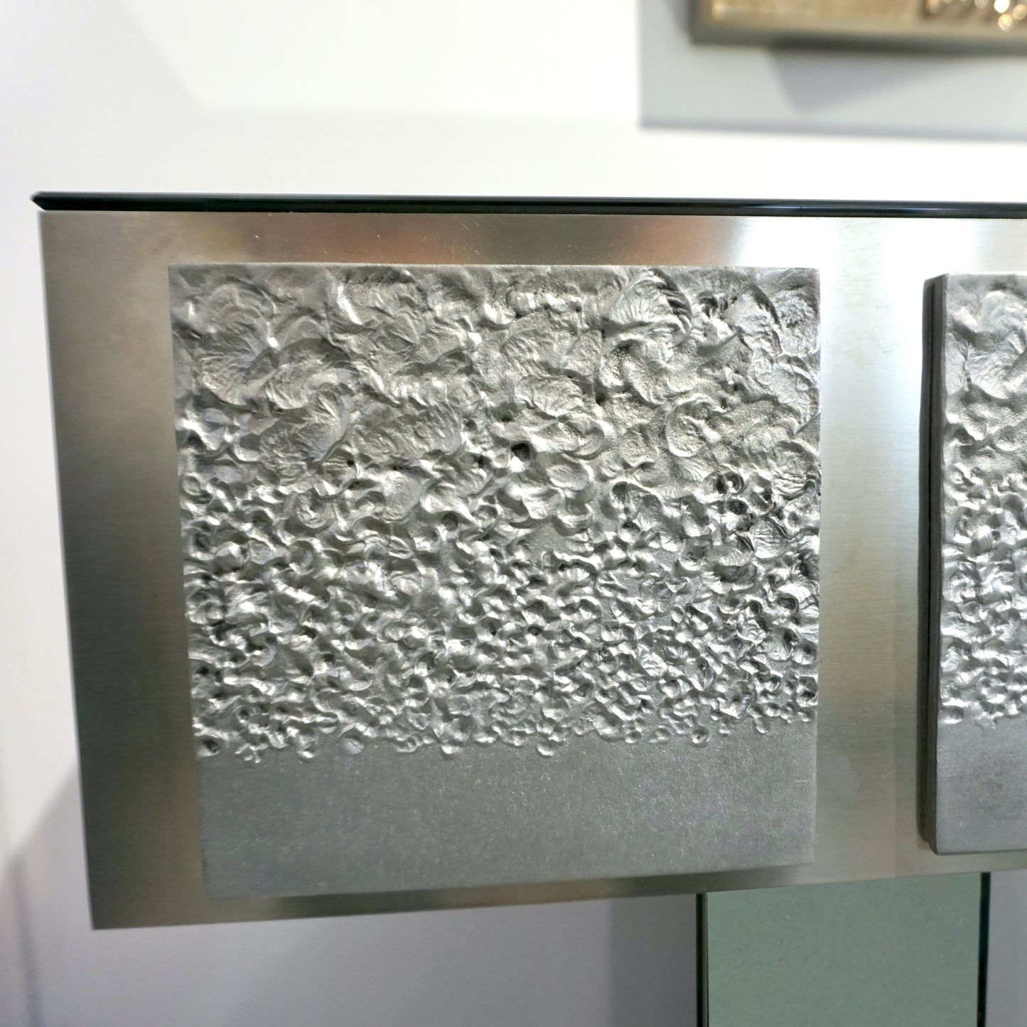 Bespoke Italian Contemporary One-of-a-Kind Polished Steel Smoked Mirror Console