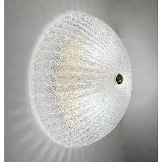 Italian Vistosi Reeded Frosted Crystal Clear Pair of Murano Glass Sconces