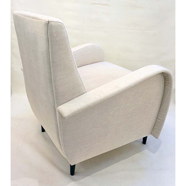 Italian Custom Pair of Modern Camel Cream Velvet Armchairs