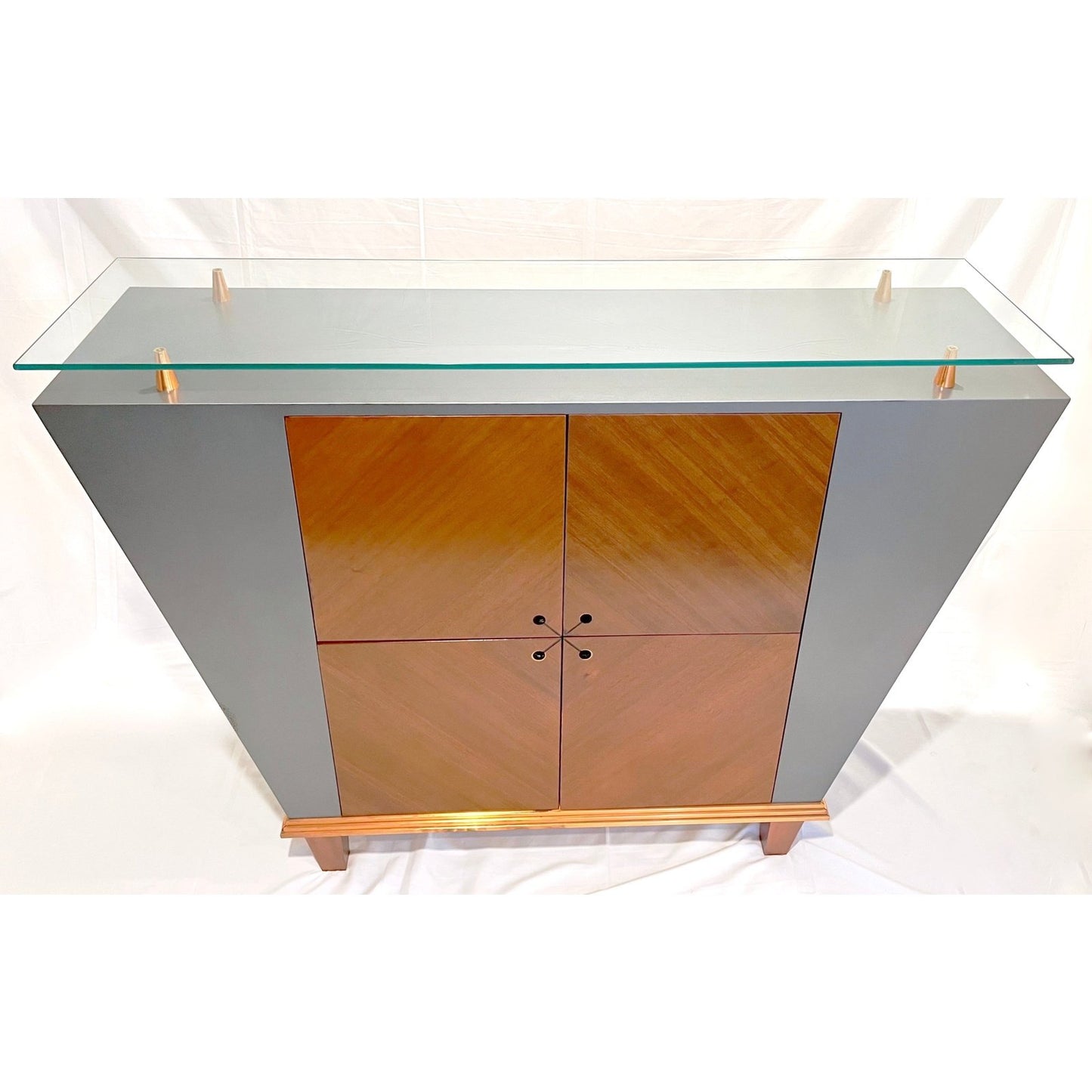 Pallucco Italian Mid-Century Modern Pair of Gray Lacquer Copper Sideboards/Cabinets