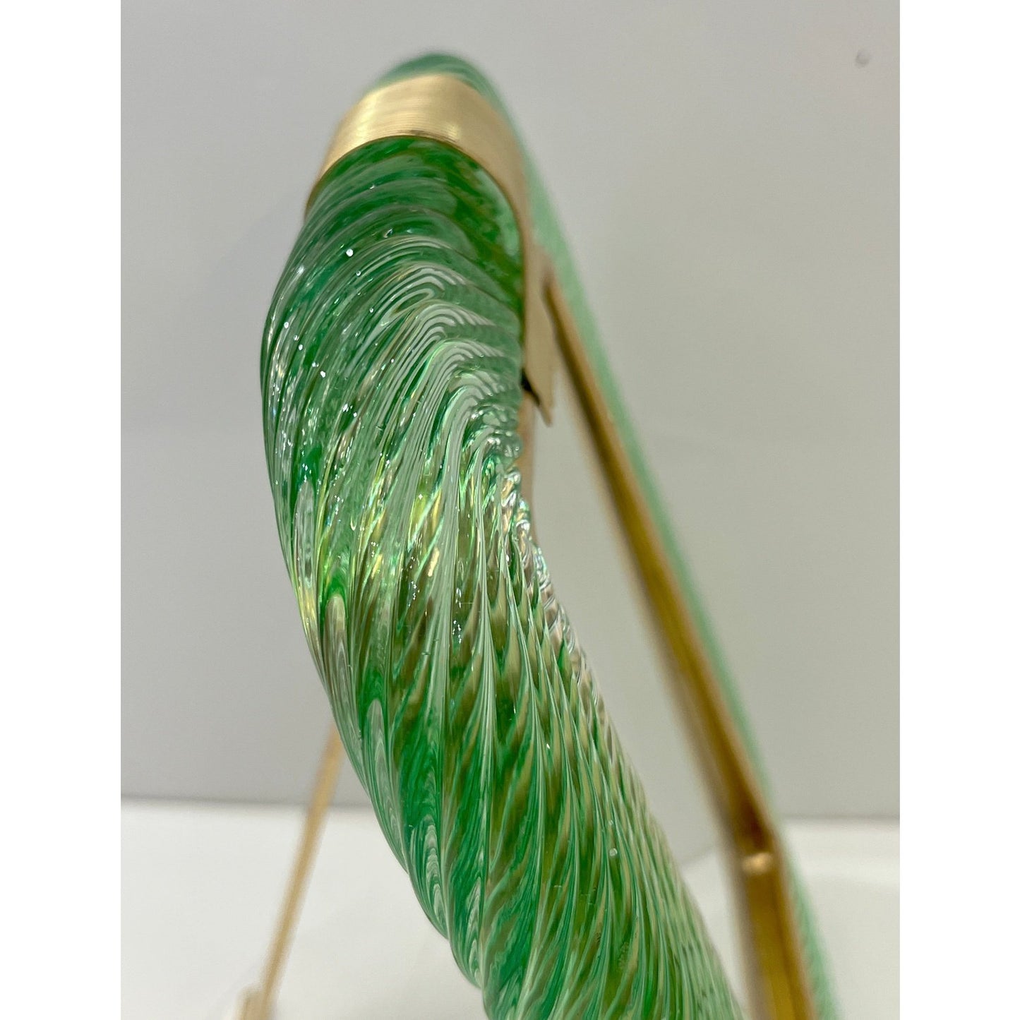 2000s Barovier Toso Italian Chartreuse Green Murano Glass Brass Picture Frame