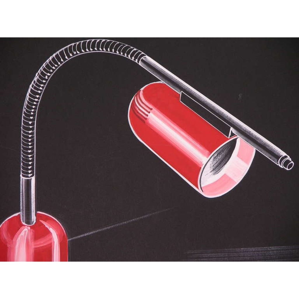 1979 Italian Design Drawing for a Desk Light Project by Luciano Mattioli