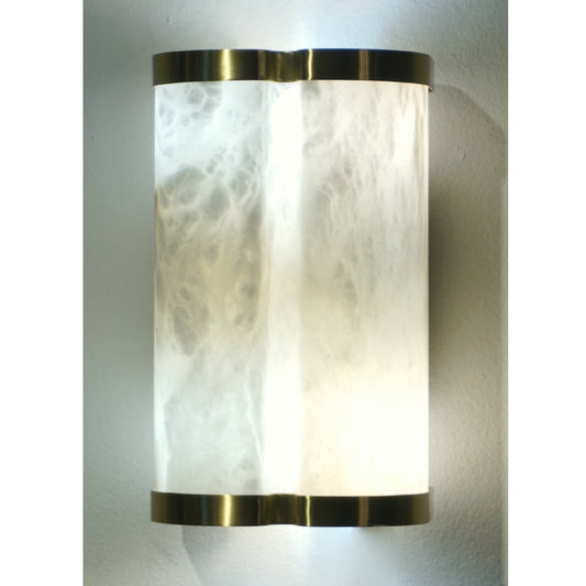 Bespoke Italian Art Deco Style Cream White Alabaster Pair of Brass Edged Sconces