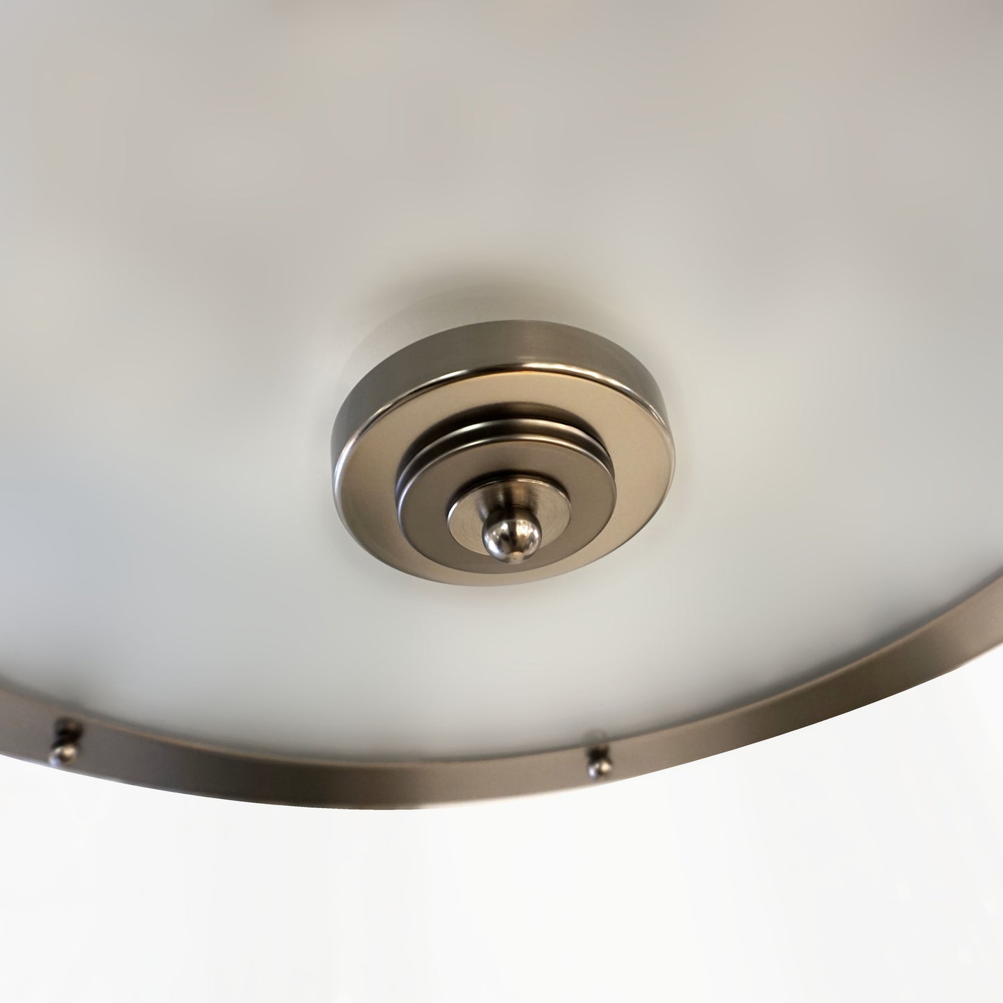 Bespoke Italian Gun Metal Crystal Murano Glass Flush Mount / Drum Chandelier