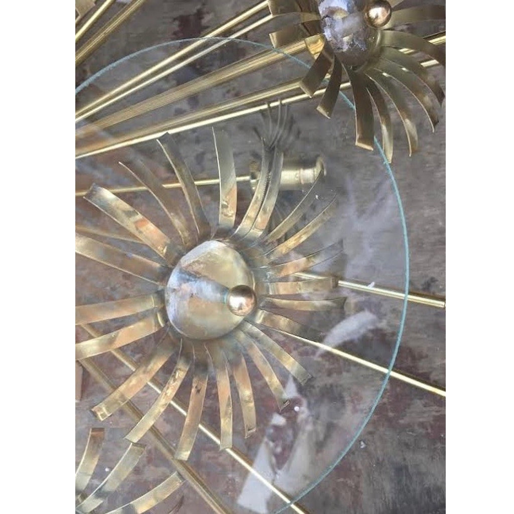 Contemporary Italian Brass and Glass Flower Organic Sputnik Chandelier