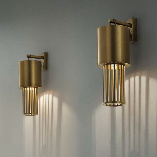 Contemporary Modern Italian Design Futurist Tubular Bronze Finish Metal Sconce