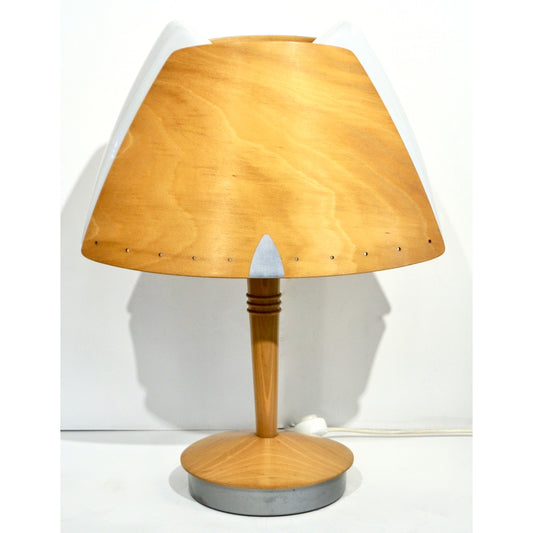 1970 French Vintage Birch Wood and Acrylic Table Lamp for Barcelona Hilton Hotel
