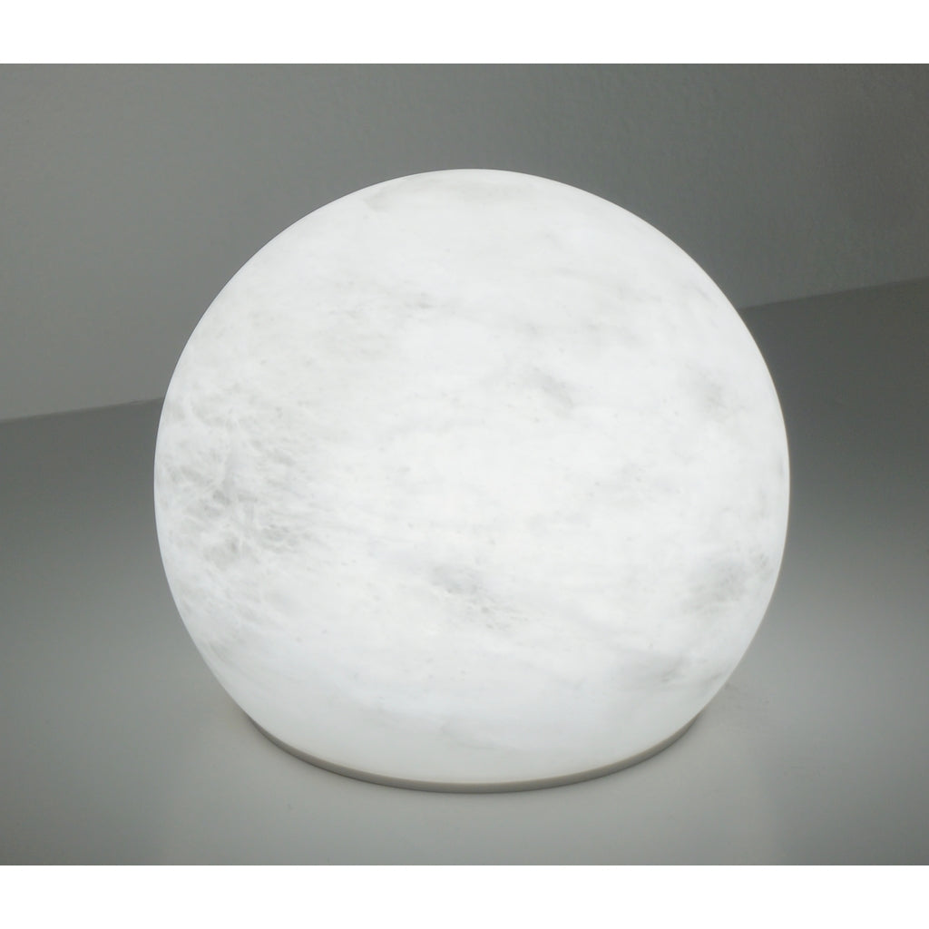 Bespoke Italian Minimalist White Alabaster Moon Wireless Round Table/Desk Lamp