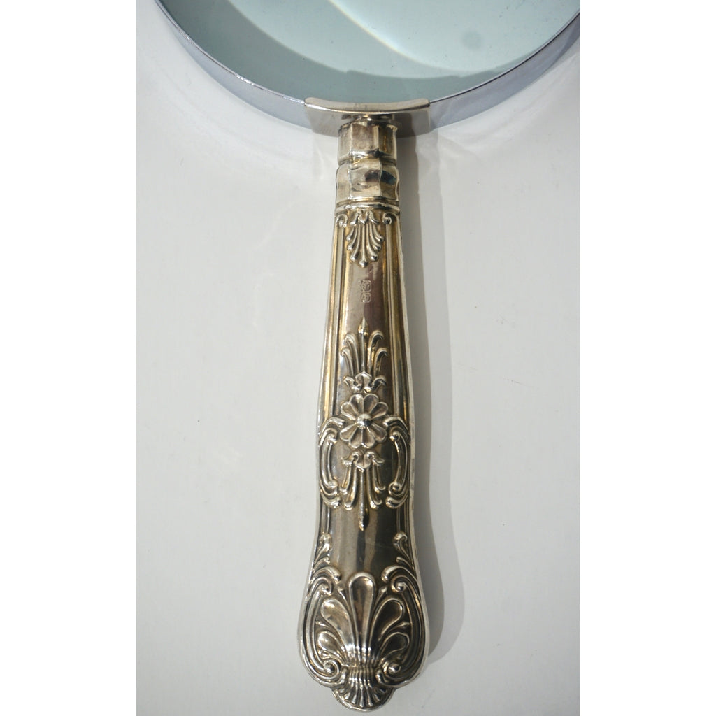 English Art Nouveau Sheffield Sterling Silver Mounted Large Magnifying Glass