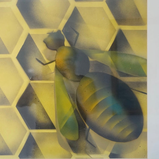 Mattioli Italian Vintage Yellow Black Acrylic & Watercolor Modern Painting