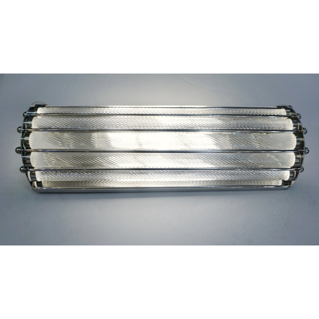 Italian Bespoke Art Deco Design Crystal Murano Glass Half Moon Nickel Flushmount