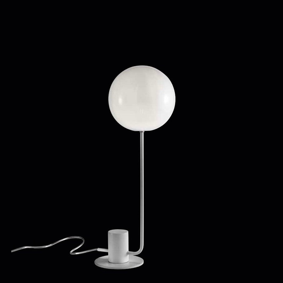 Contemporary Italian Modern Minimalist White Lacquer & Glass Balloon Table Lamp