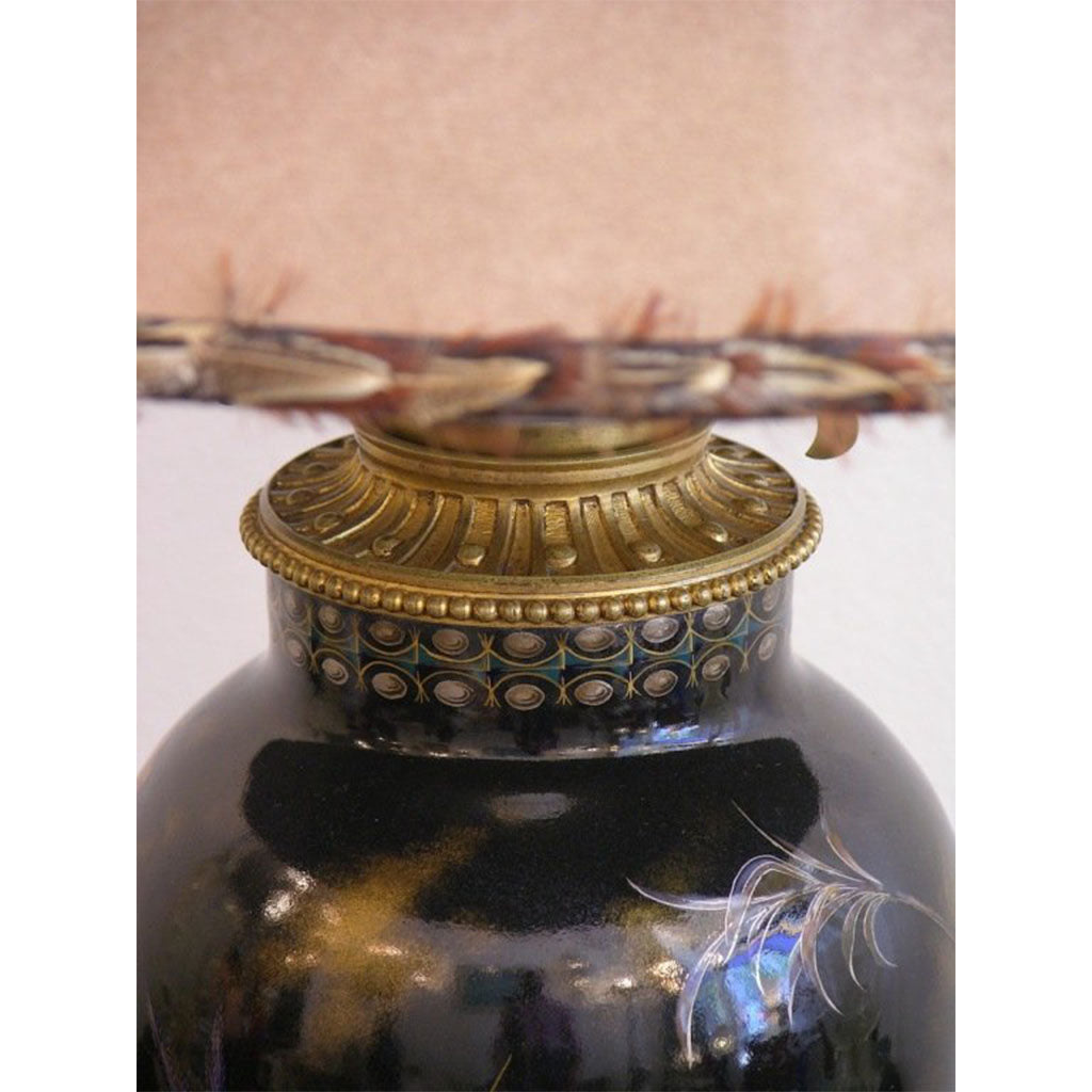 19th Century Elegant French Hand-Painted Porcelain Lamp on Ormolu Base