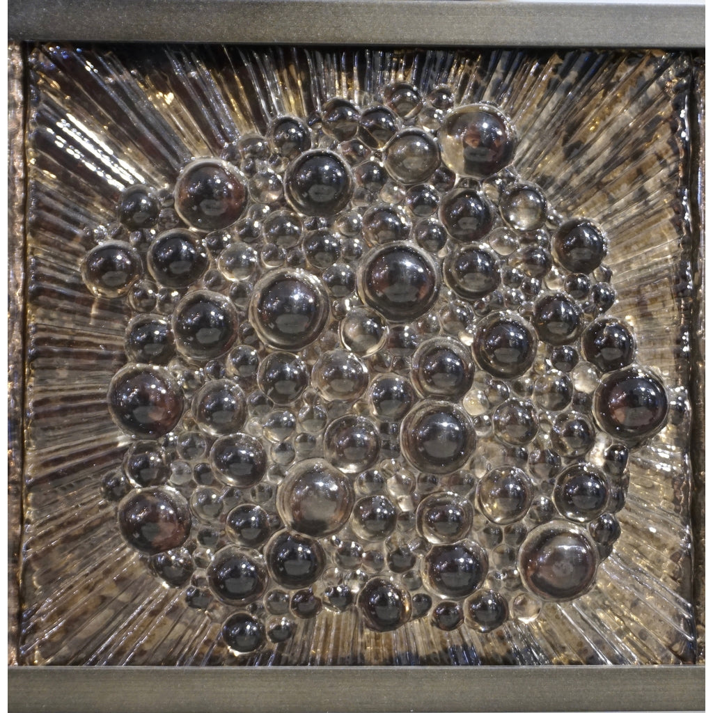 Bespoke Italian Smoked Amber Mirrored Murano Glass Geometric Bronze Tile Mirror