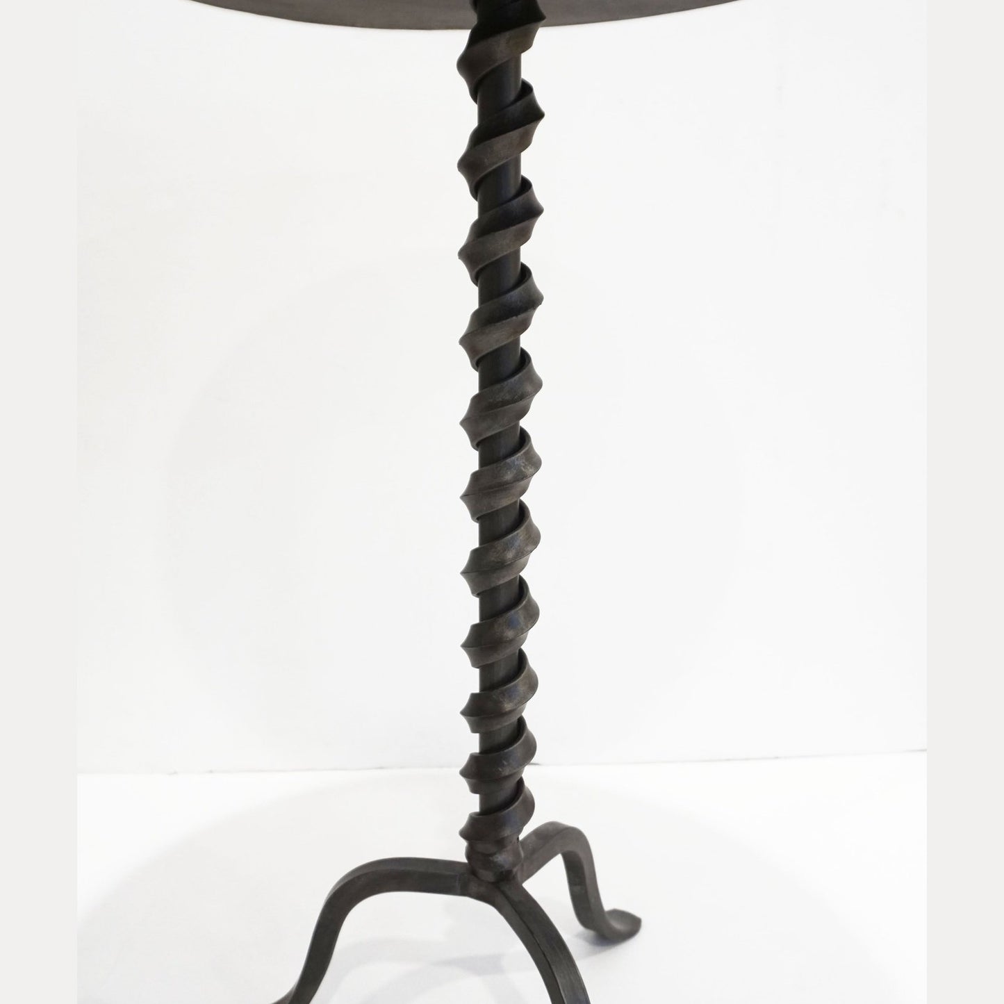 Italian Twisted Cast Iron Customizable Fuchsia Glass Color Side Coffee Table