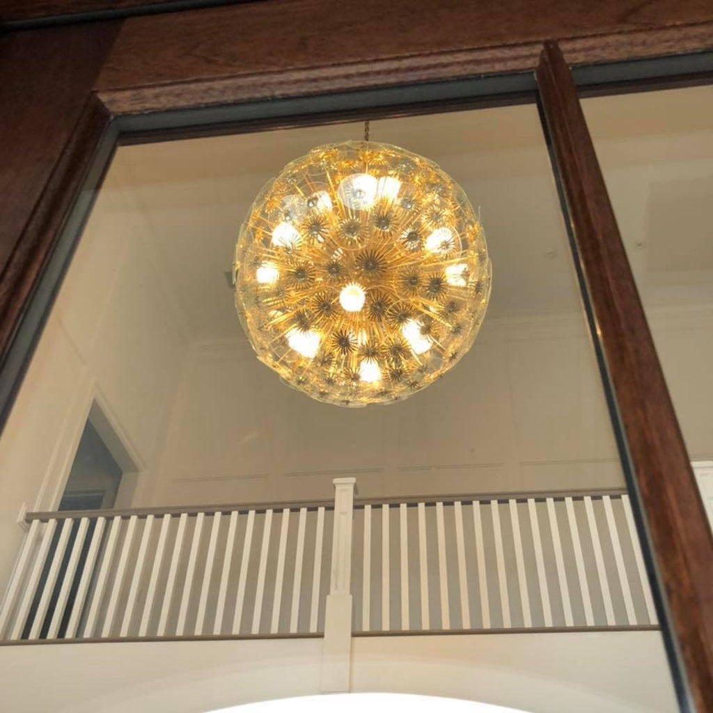 Contemporary Italian Brass and Glass Flower Organic Sputnik Chandelier