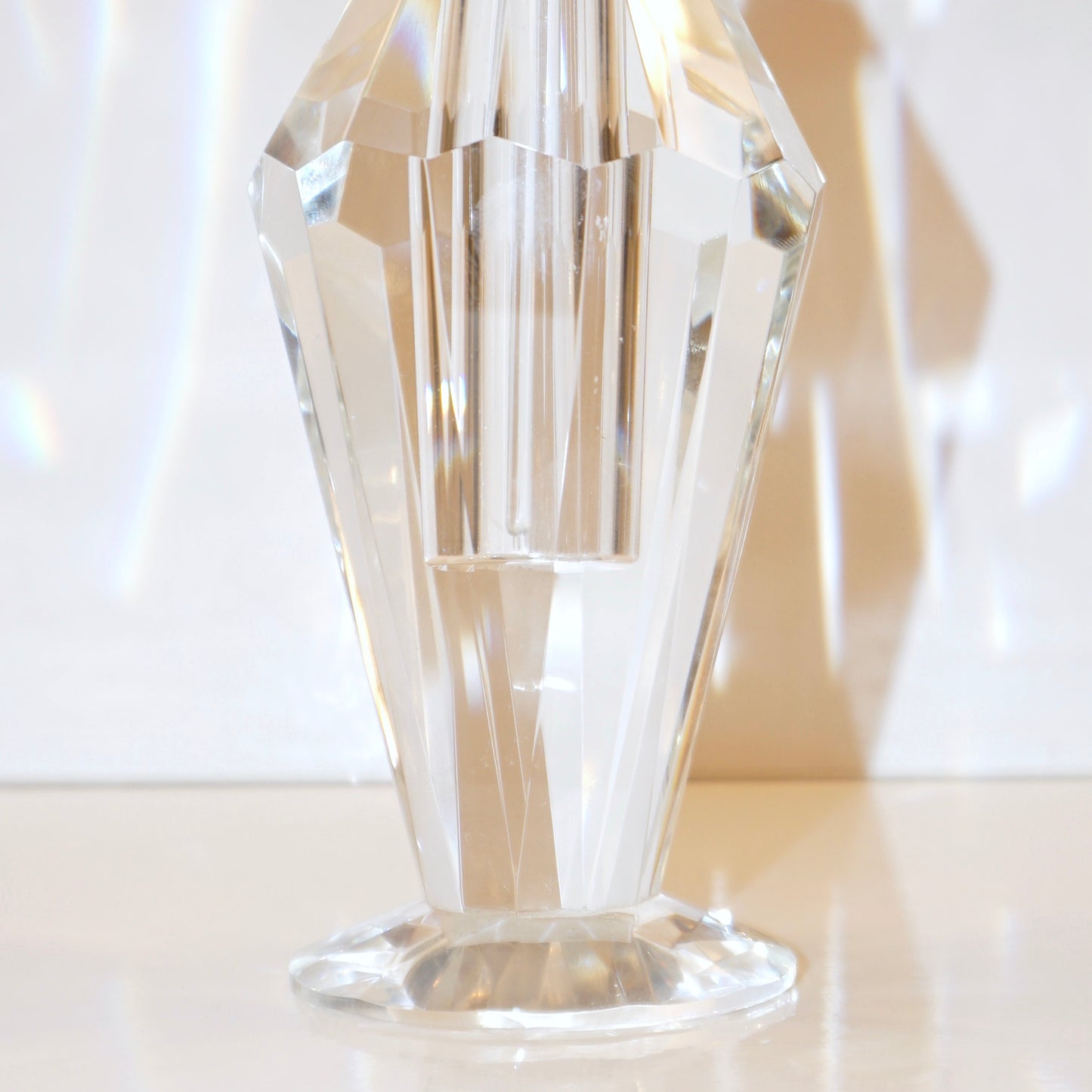 1950s American Vintage Diamond Cut Multi Faceted Tall Crystal Perfume Bottle