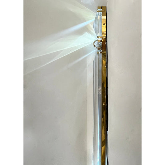 Italian Hollywood Regency Sculptural Crystal Lucite Decorative Tall Wall Lights