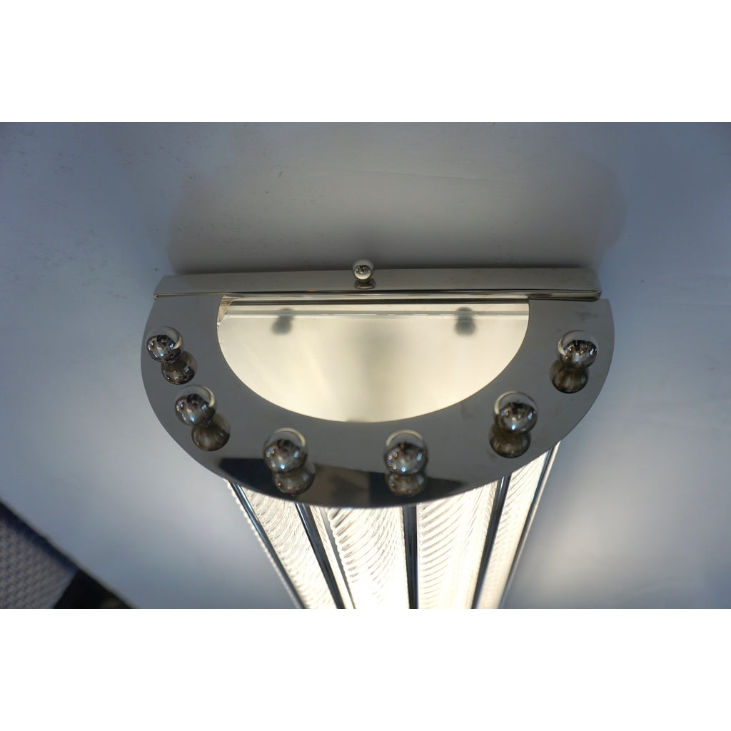 Italian Design Pair of Crystal Murano Glass Half Moon Nickel Finish Sconces