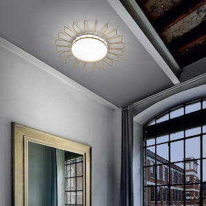 Cosulich Interiors Minimalist Italian Gold Metal Sunburst Pendant / Flushmount