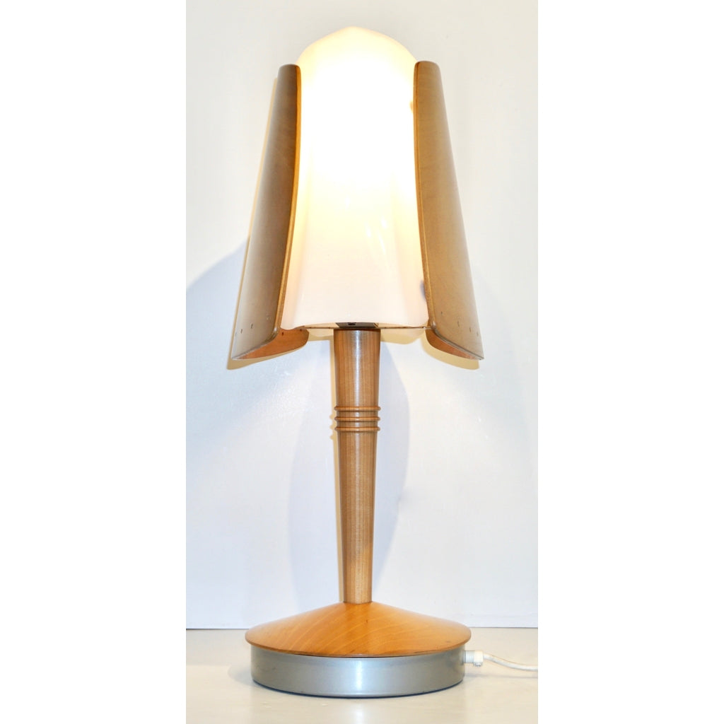 1970 French Vintage Birch Wood and Acrylic Table Lamp for Barcelona Hilton Hotel