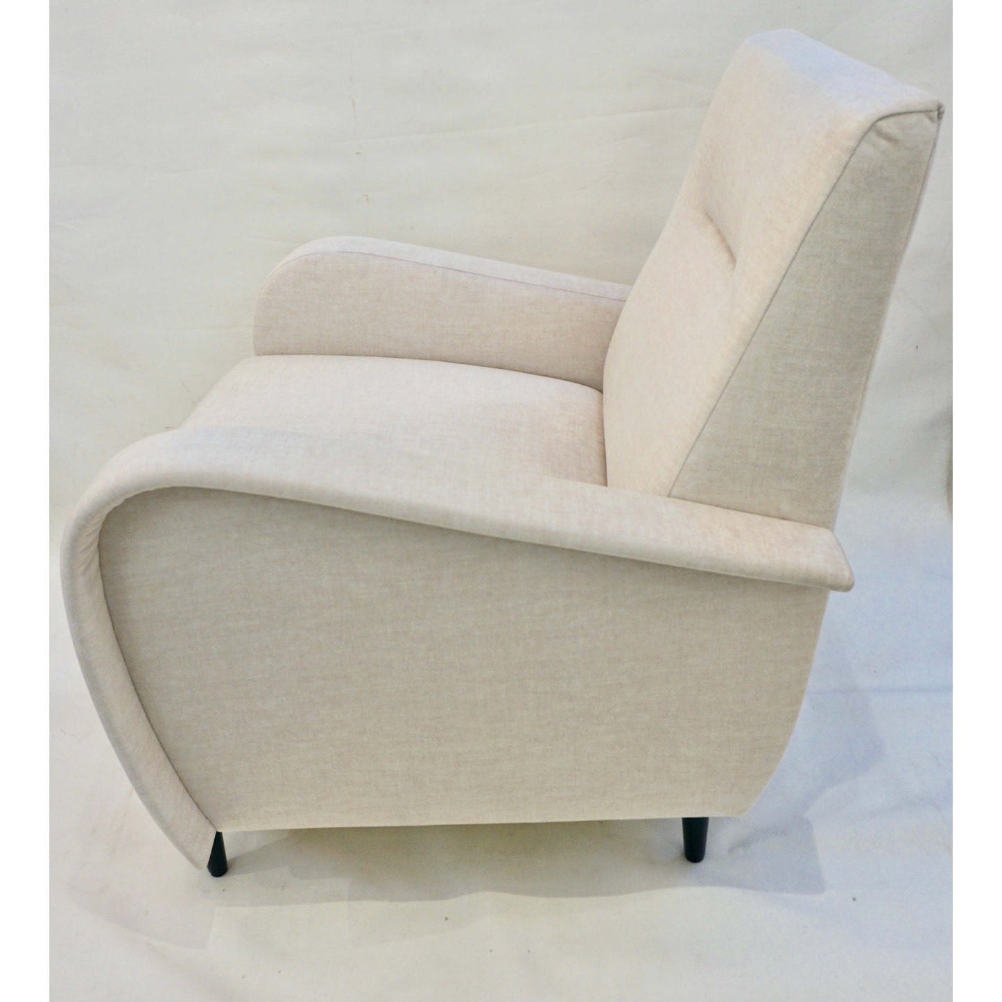 Italian Custom Pair of Modern Camel Cream Velvet Armchairs