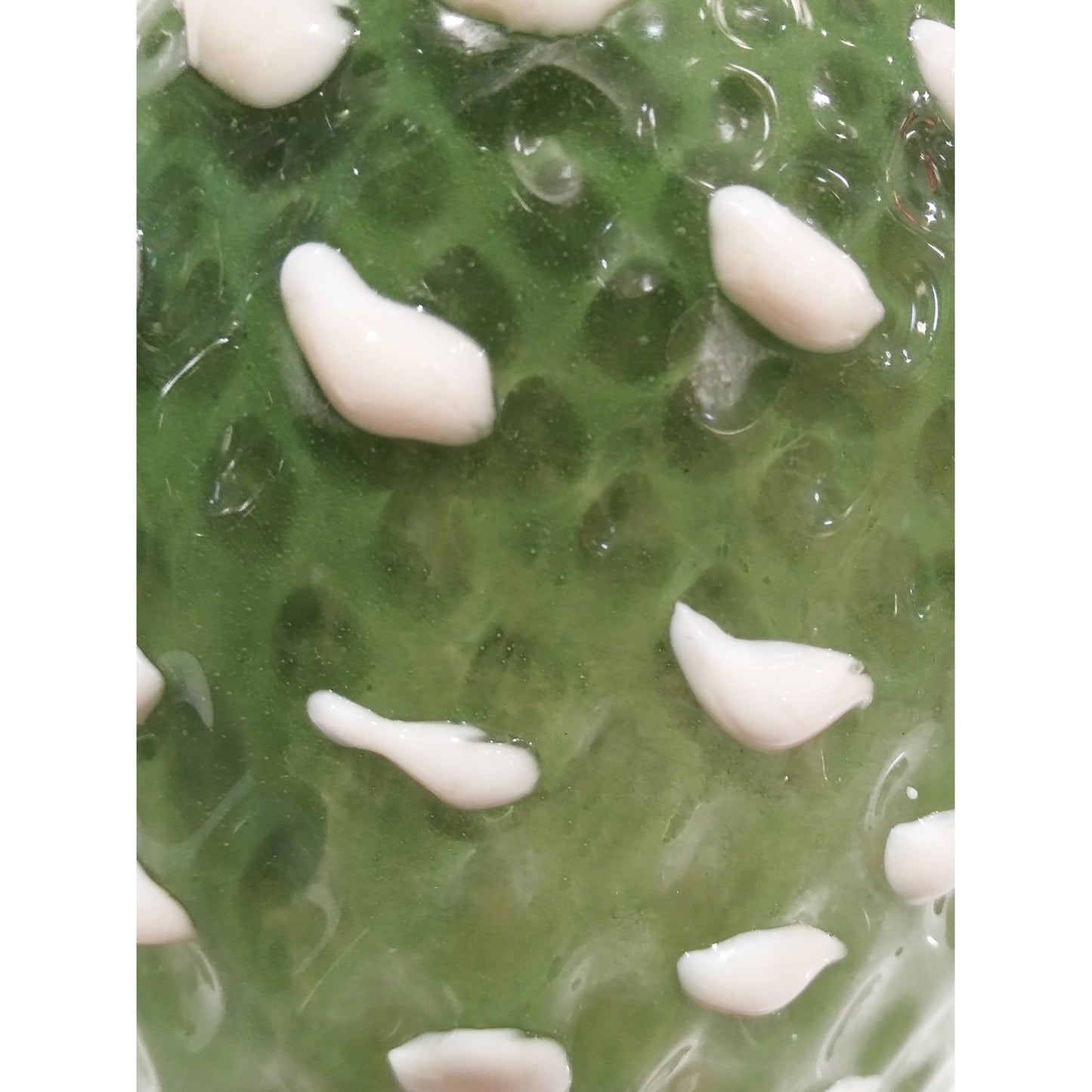 Modern Italian Green White Gold Orange Murano Glass Cactus Plant & Red Flowers