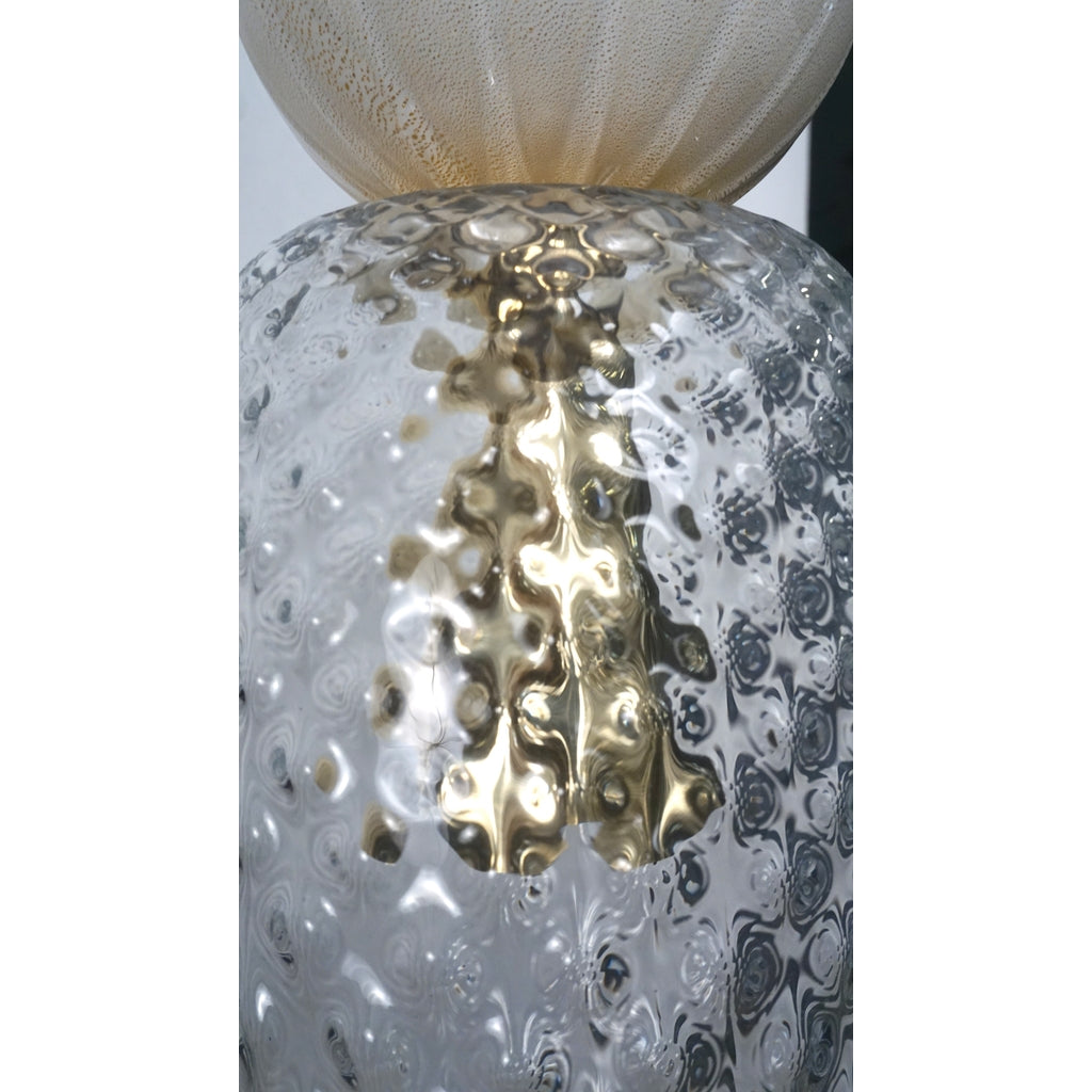 Contemporary Bespoke Italian Crystal Pink Gold Cream Murano Glass Pendant Light
