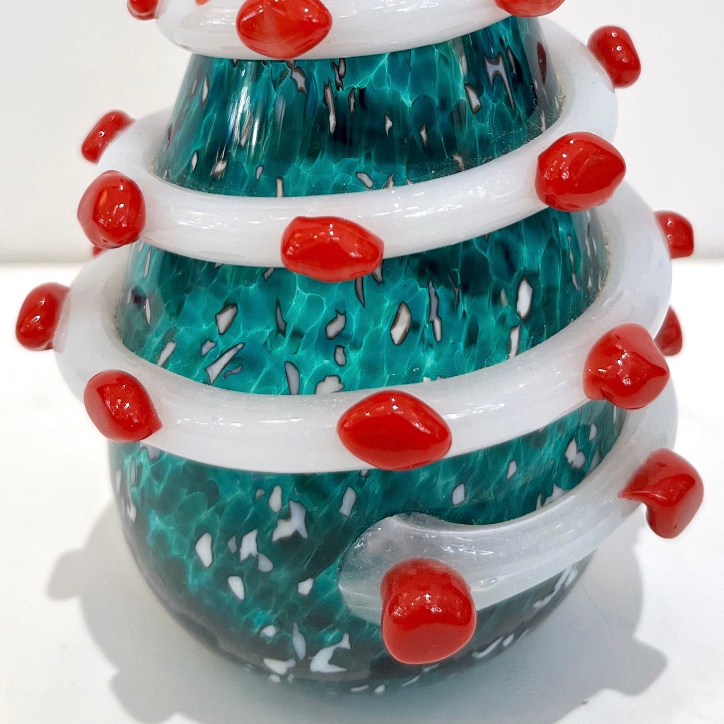 Bespoke Italian Modern Green Red Murano Swirl Glass Christmas Tree Sculpture