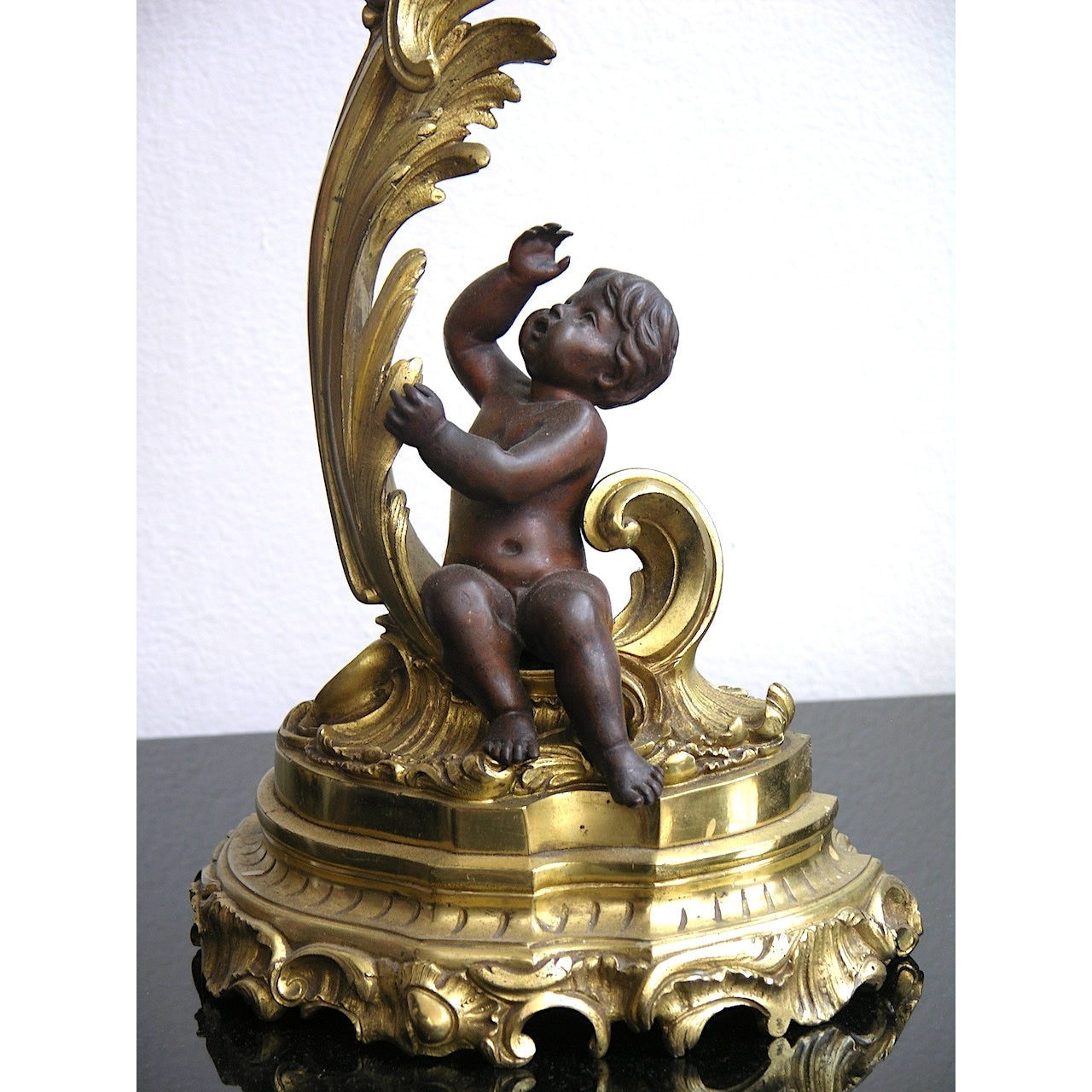 1870s Antique French Pair of Napoleon III Bronze and Ormolu Candle Holders
