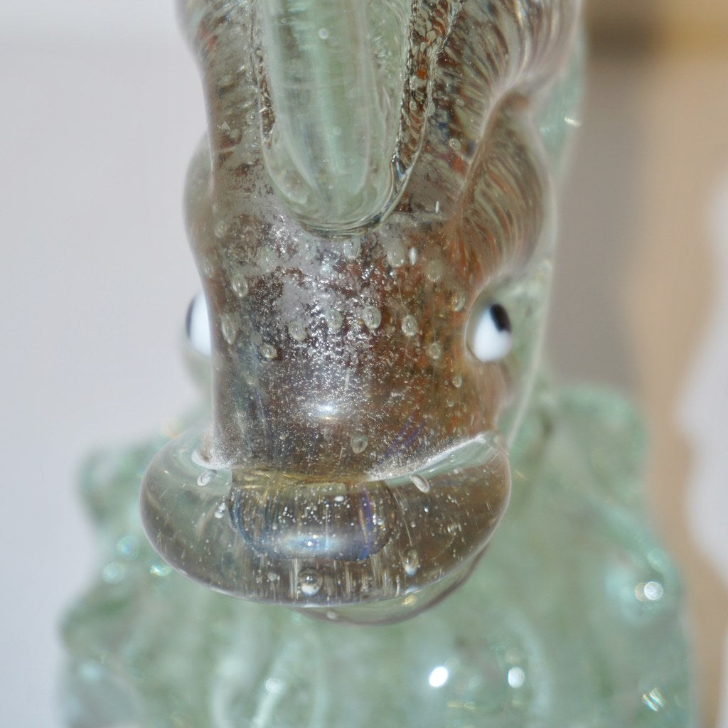 Murano Sommerso Amber and Silver Flecks Art Glass Fish Sculpture