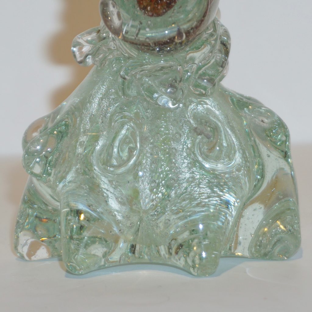 Murano Sommerso Amber and Silver Flecks Art Glass Fish Sculpture