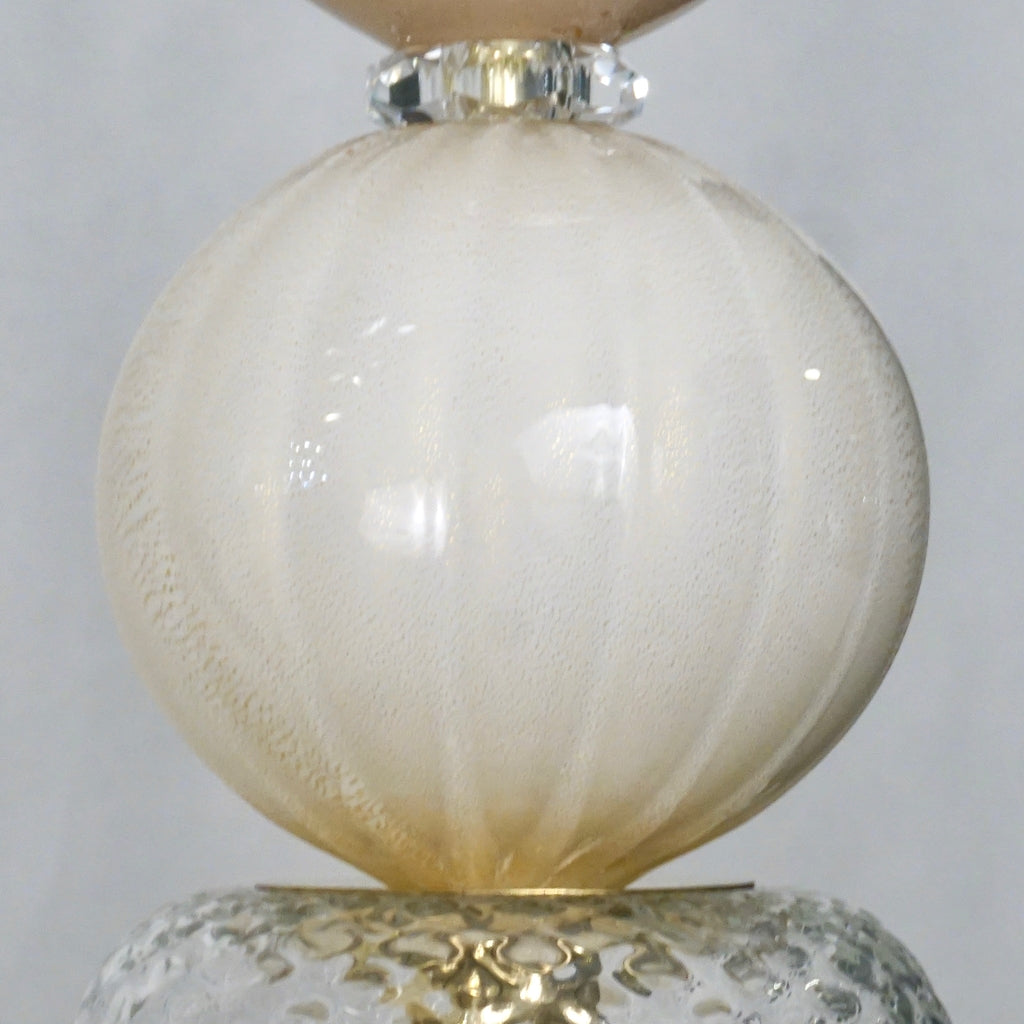 Contemporary Bespoke Italian Crystal Pink Gold Cream Murano Glass Pendant Light